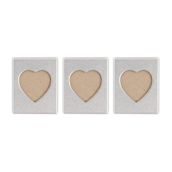 Mini Magnet Back Aluminum Heart Photo Frames - Set of 3