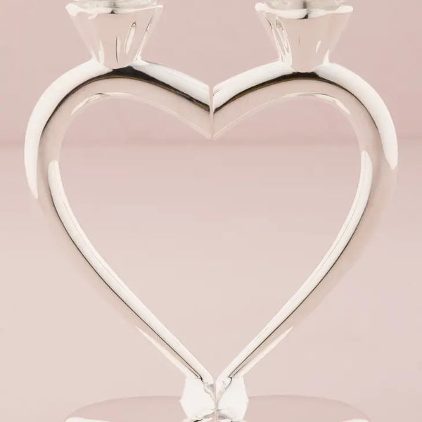 Silver Plated Interlocking Heart Stems Wedding Champagne Glasses