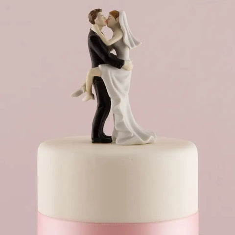 Bride and Groom Couple Wedding Cake Topper Figurine - "Kissing Couple"