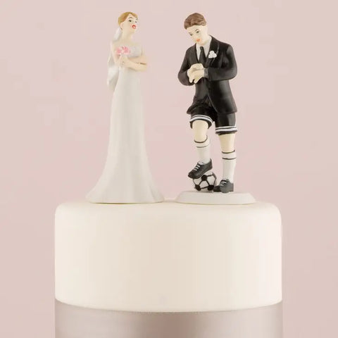 Soccer Player Groom and Bride Wedding Cake Topper