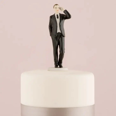 Cell Phone Fanatic Groom Wedding Cake Topper Figurine