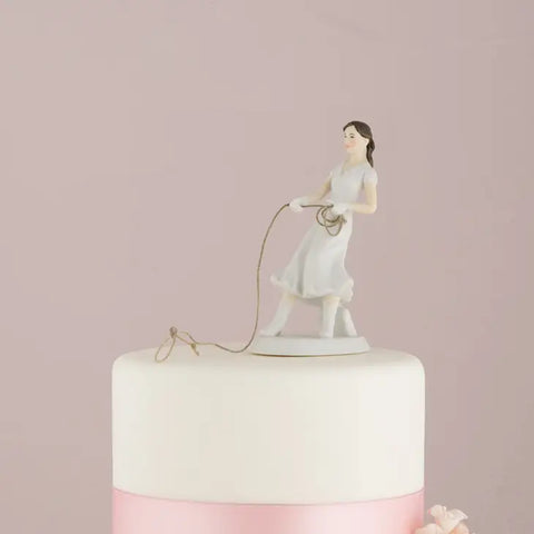 Western Lasso Bride Wedding Cake Topper Figurine