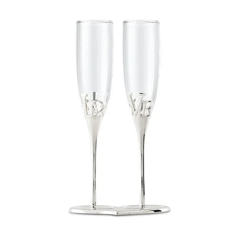 Silver Love Stem Wedding Champagne Glass Holder