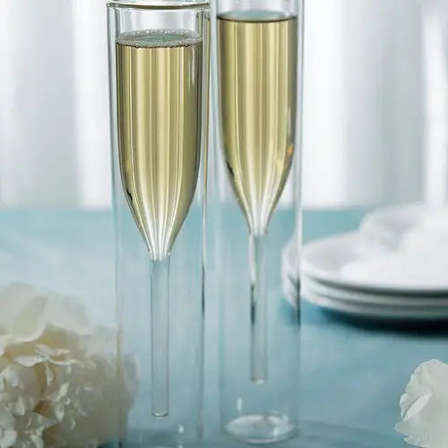 Double Walled Wedding Champagne Glasses - Set of 2