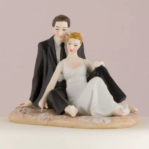 Romantic Wedding Couple Lounging On The Beach Figurine