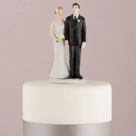 Bride And Groom Couple Wedding Cake Topper Figurine - "The Love Pinch"