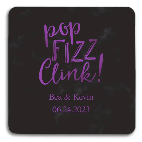 Personalized Marble Paper Coasters - Square - Trendy Sayings