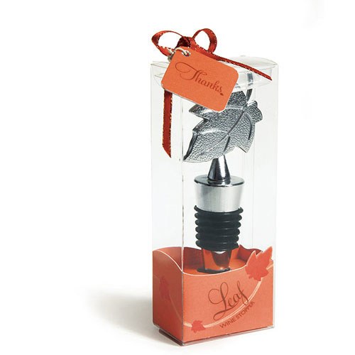 Silver Leaf Wine Bottle Stopper Gift Boxed