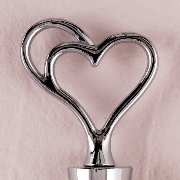 Silver Double Heart Wine Bottle Stopper Gift Boxed