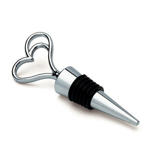 Silver Double Heart Wine Bottle Stopper Gift Boxed