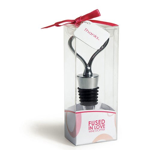 Silver Double Heart Wine Bottle Stopper Gift Boxed