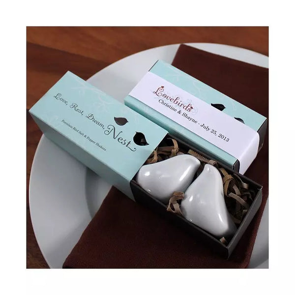 White Love Bird Salt And Pepper Shaker Wedding Favors