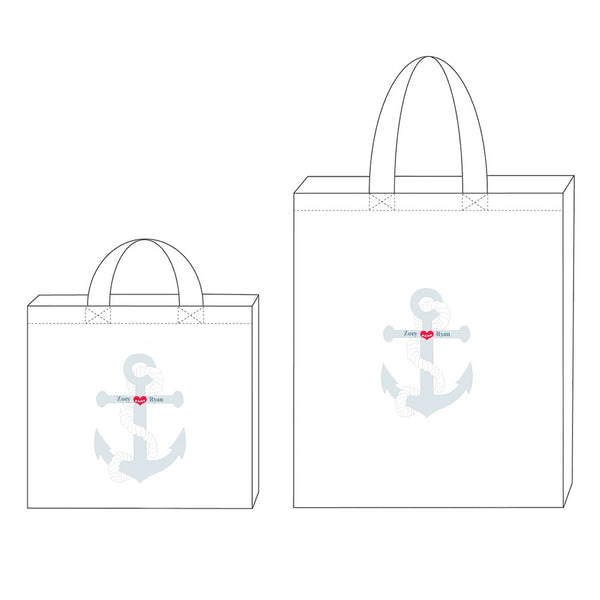 Custom Printed White Cotton Canvas Fabric Tote Bag - Anchor