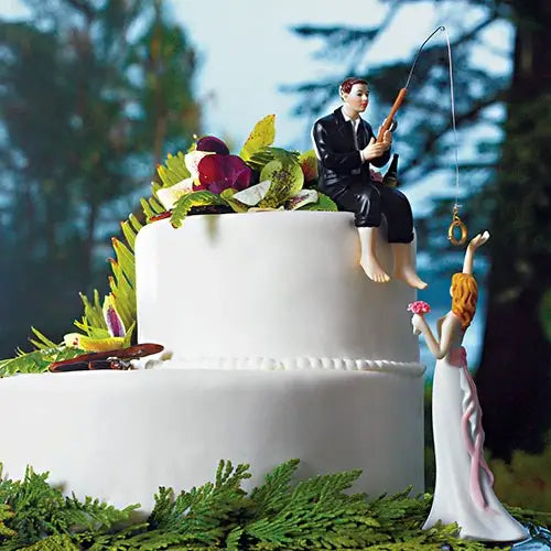 Bride and Groom "Hooked On Love" Cake Topper Figurine