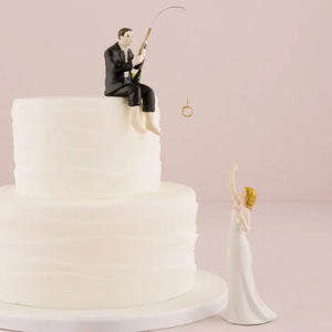 Bride and Groom "Hooked On Love" Cake Topper Figurine