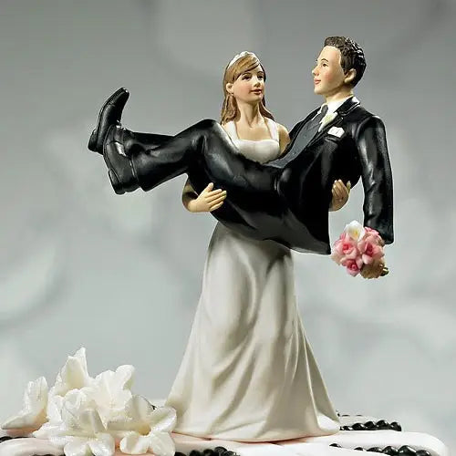 Bride Holding Groom Figurine - "To Have And To Hold"