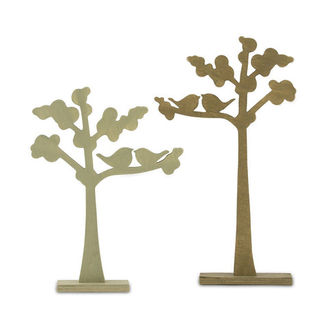 Decorative Wooden Die-cut Trees - Love Birds - Set of 2