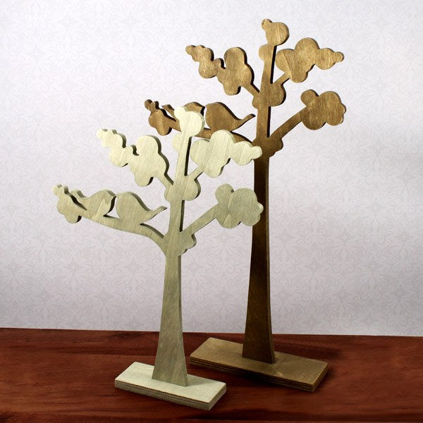 Decorative Wooden Die-cut Trees - Love Birds - Set of 2