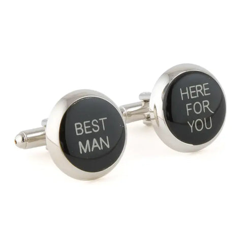 Wedding Novelty Cuff Links - Black Printed Set