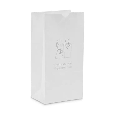 Stylized Bride And Groom Block Bottom Gusset Paper Goodie Bags