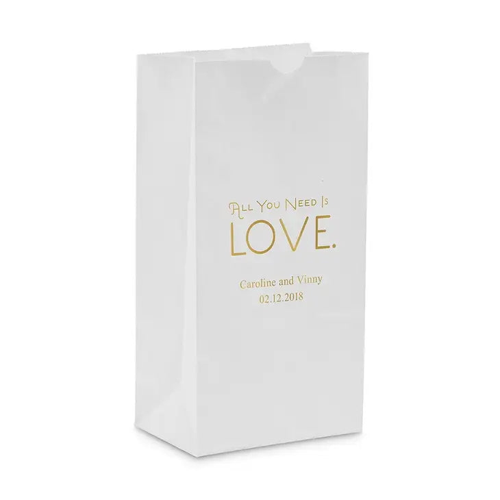 All You Need Is Love. Block Bottom Gusset Paper Goodie Bags