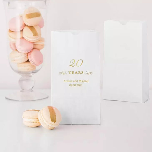 20 Years Block Bottom Gusset Paper Goodie Bags