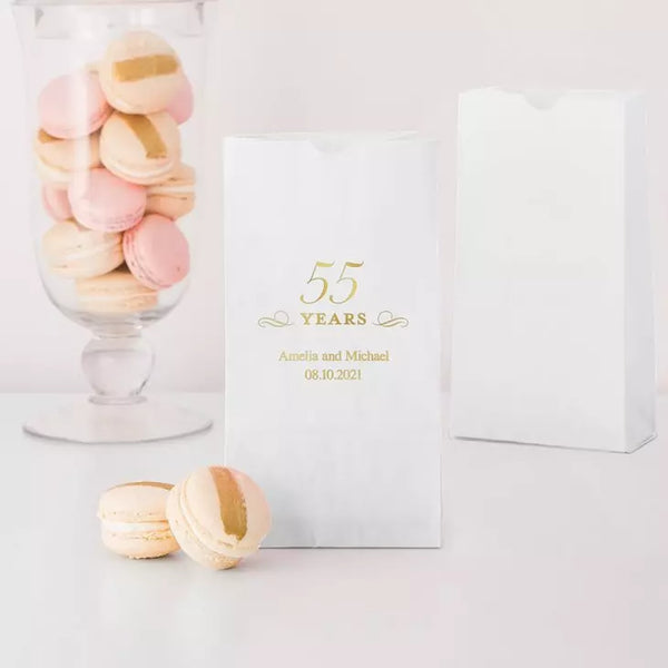 55 Years Block Bottom Gusset Paper Goodie Bags