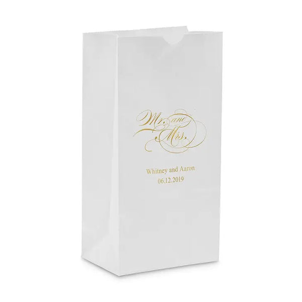 Mr And Mrs - Script Block Bottom Gusset Paper Goodie Bags