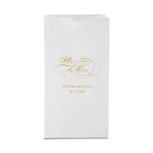 Mr And Mrs - Script Block Bottom Gusset Paper Goodie Bags