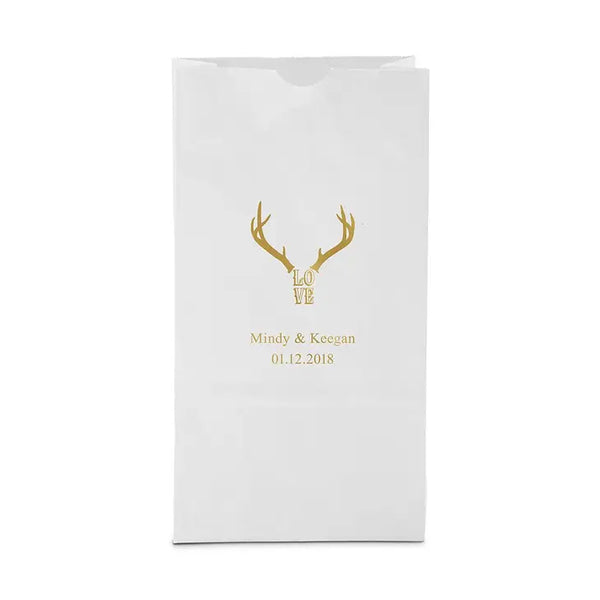 Love Antlers Block Bottom Gusset Paper Goodie Bags