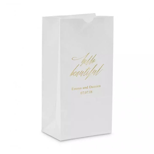 "Hello Beautiful" Block Bottom Gusset Paper Goodie Bags