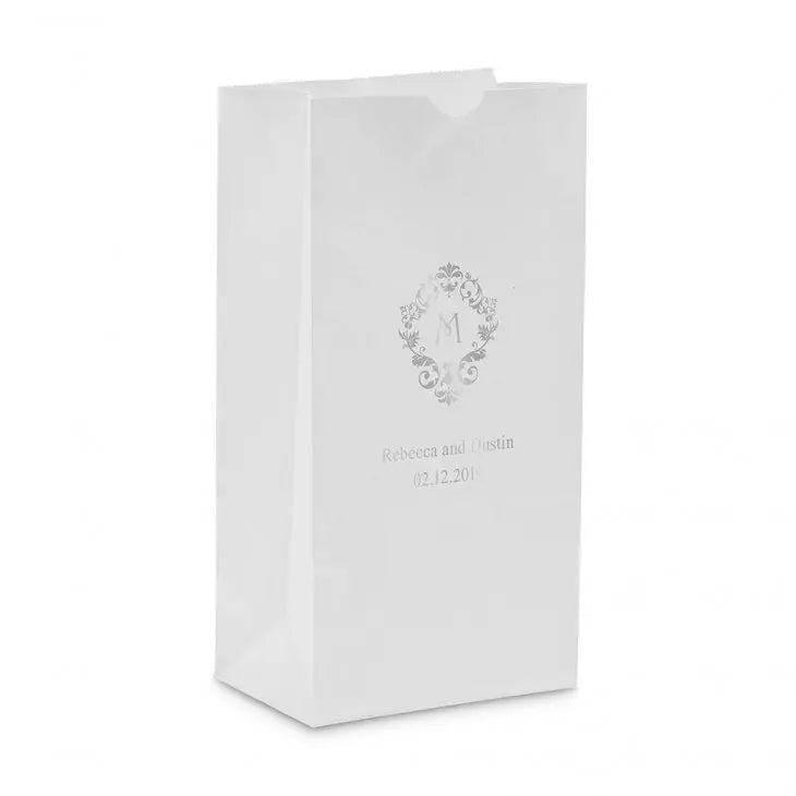 Classic Filigree Initial Block Bottom Gusset Paper Goodie Bags