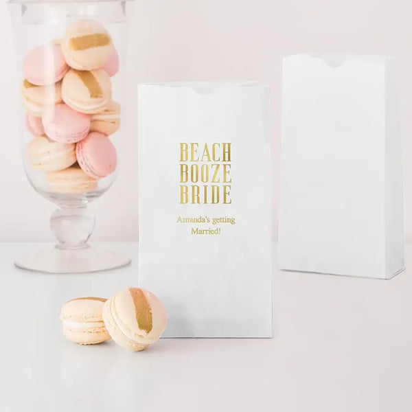 Beach Booze Bride Block Bottom Gusset Paper Goodie Bags