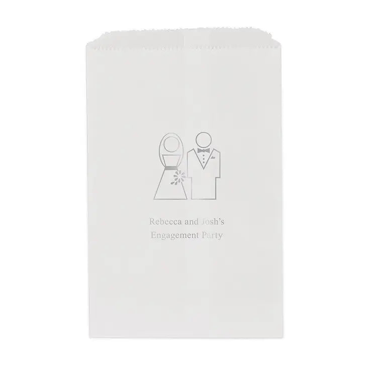 Stylized Bride And Groom Flat Paper Goodie Bag