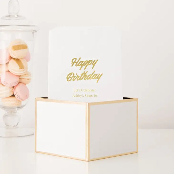 Happy Birthday - Script Flat Paper Goodie Bag