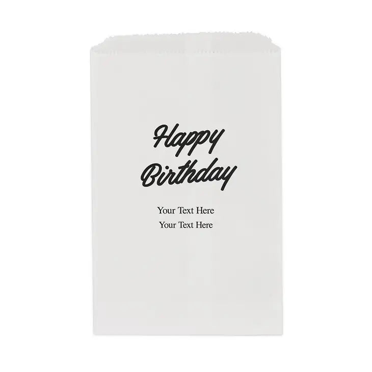 Happy Birthday - Script Flat Paper Goodie Bag