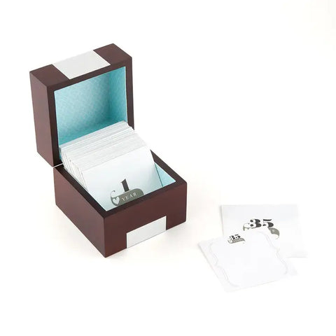 Wooden Memory Note Box With Anniversary Stationery