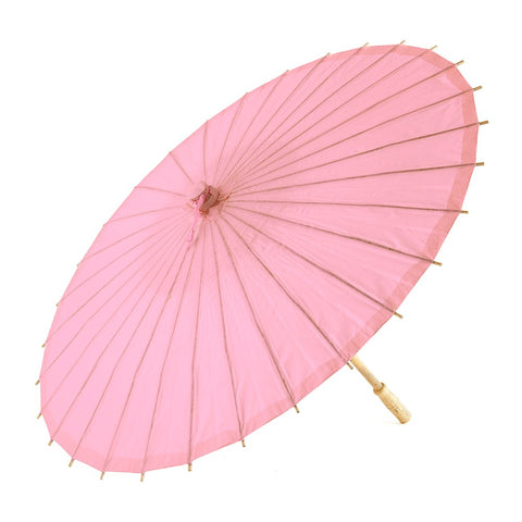 Large 32" Japanese/Chinese Paper Parasol with Bamboo Handle - Pastel Pink | More Colors Available