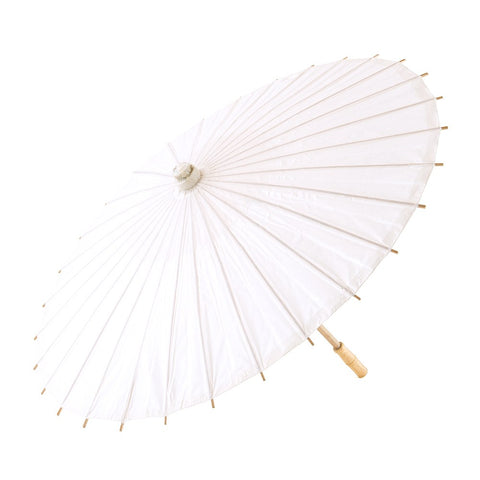 Large 32" Japanese/Chinese Paper Parasol with Bamboo Handle - White | More Colors Available