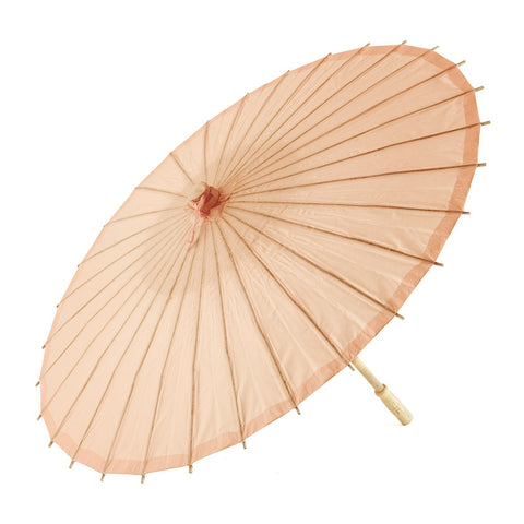 Large 32" Japanese/Chinese Paper Parasol with Bamboo Handle - Peach | More Colors Available