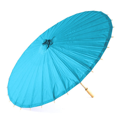 Large 32" Japanese/Chinese Paper Parasol with Bamboo Handle - Caribbean Blue | More Colors Available