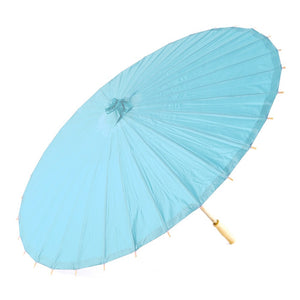 Large 32" Japanese/Chinese Paper Parasol with Bamboo Handle - Aqua Blue | More Colors Available