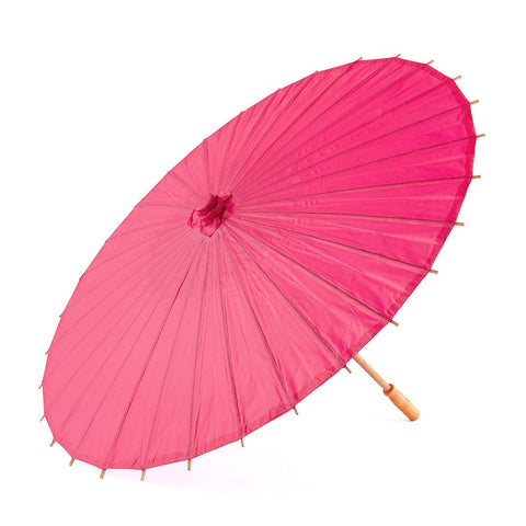 Large 32" Japanese/Chinese Paper Parasol with Bamboo Handle - Fuchsia Pink | More Colors Available