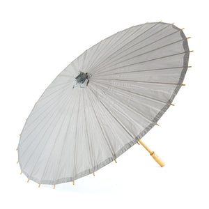 Large 32" Japanese/Chinese Paper Parasol with Bamboo Handle - Silver | More Colors Available