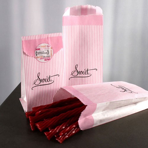 Striped Flat Paper Goodie Bag - Sweet - Pack of 50