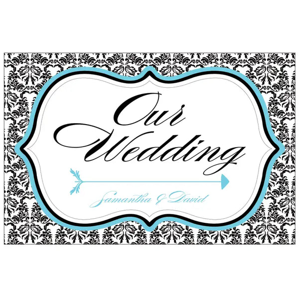 Love Bird Damask Wedding Directional Sign