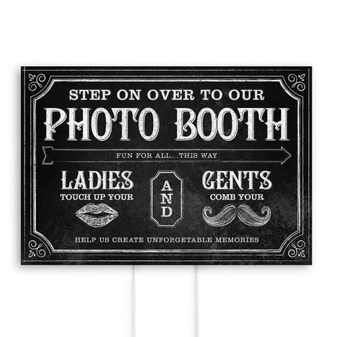 Personalized Directional Photo Booth Sign With Chalkboard Print Design