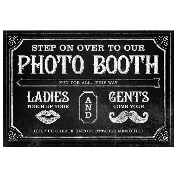 Personalized Directional Photo Booth Sign With Chalkboard Print Design