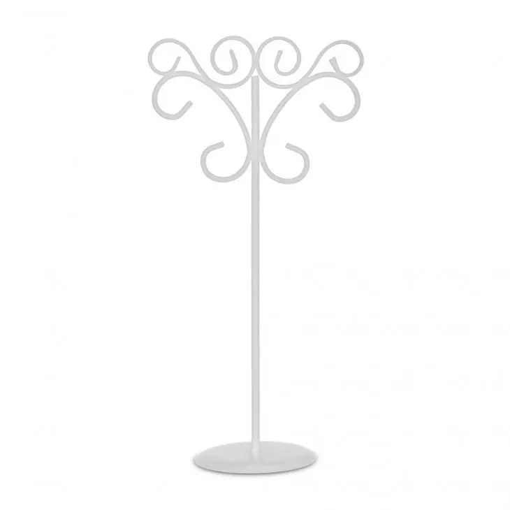 Tall 9" Ornamental Metal Wire Table Number Holder - White - Set of 6