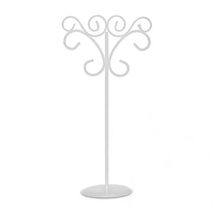 Tall 9" Ornamental Metal Wire Table Number Holder - White - Set of 6